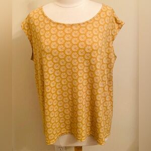 Banana Republic Yellow White Floral Size L Boho Coastal Cottagecore Airy Top